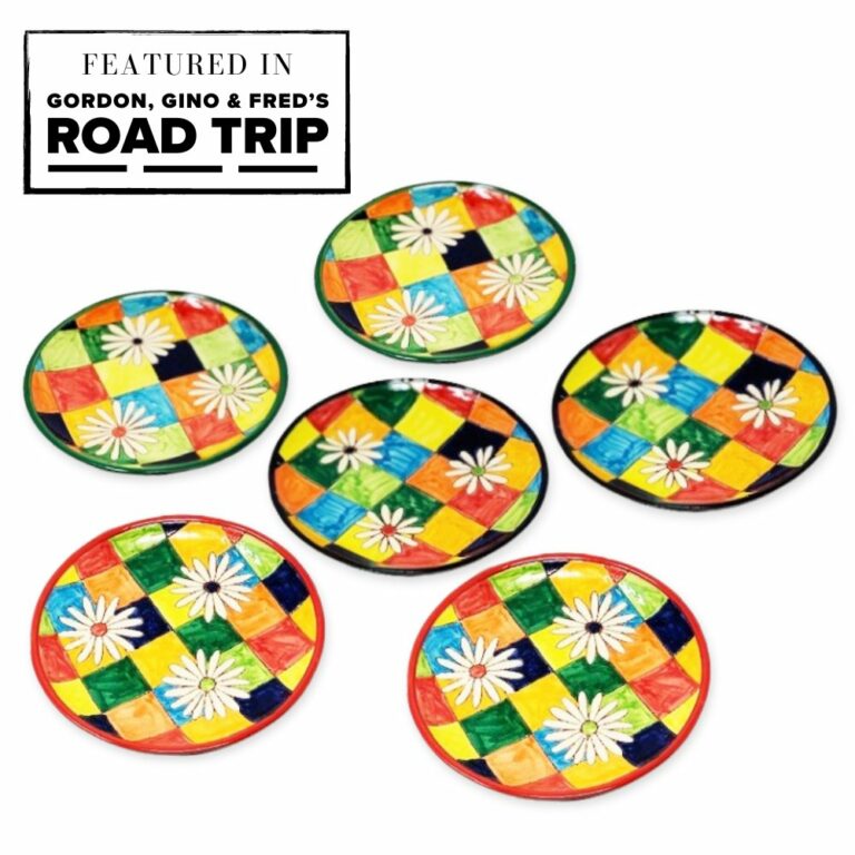 Flowers On Squares – Set of 6 Small Serving Plates