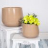 Indoor Cylinder Plant Pots - Semi Gloss Beige