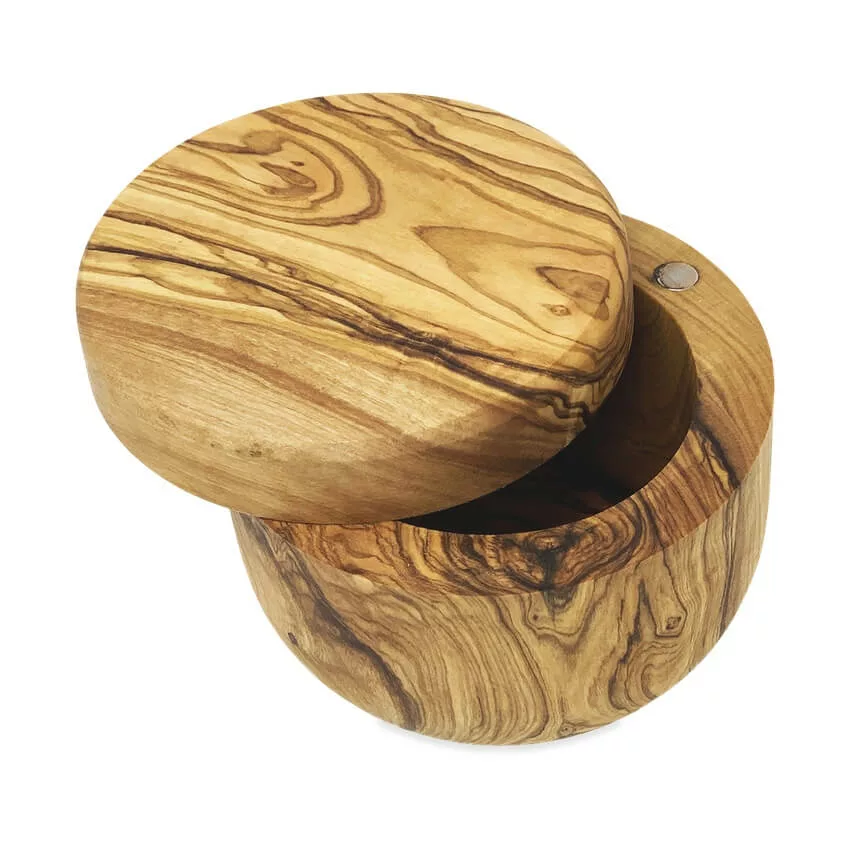 Olive Wood Salt/Sugar Pot With Sliding Lid Verano Ceramics