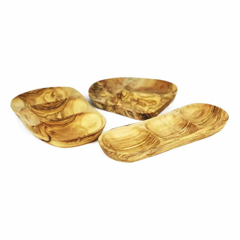 Olive Wood – 27Cm X 20Cm Trio Snack Dish