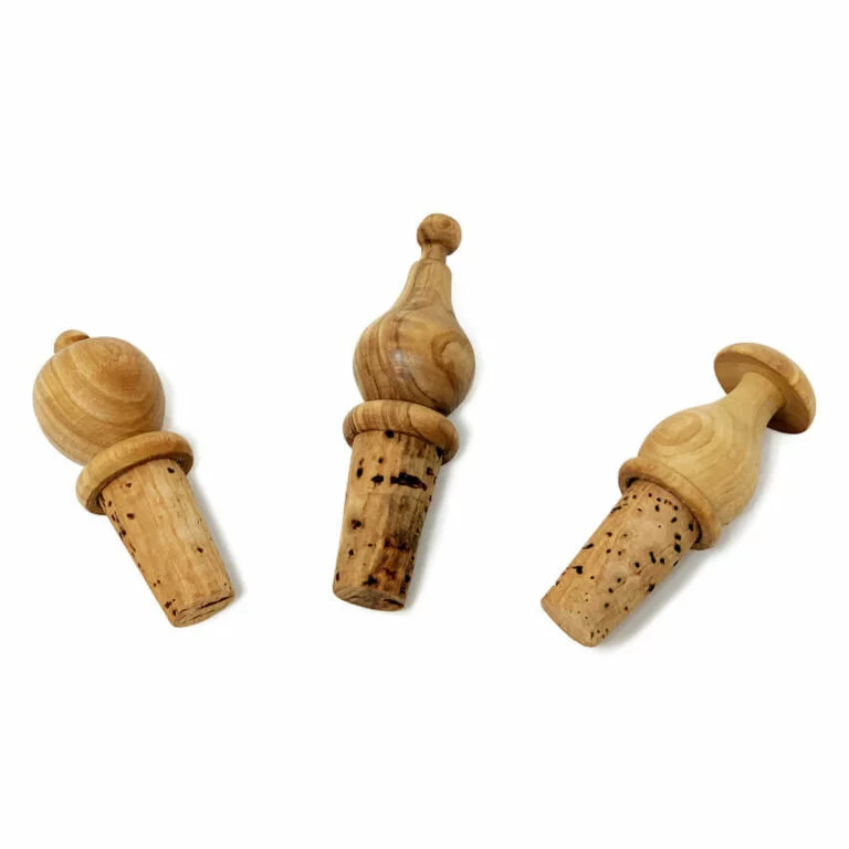Olive Wood – Set Of 3 Cork Bottle Stoppers