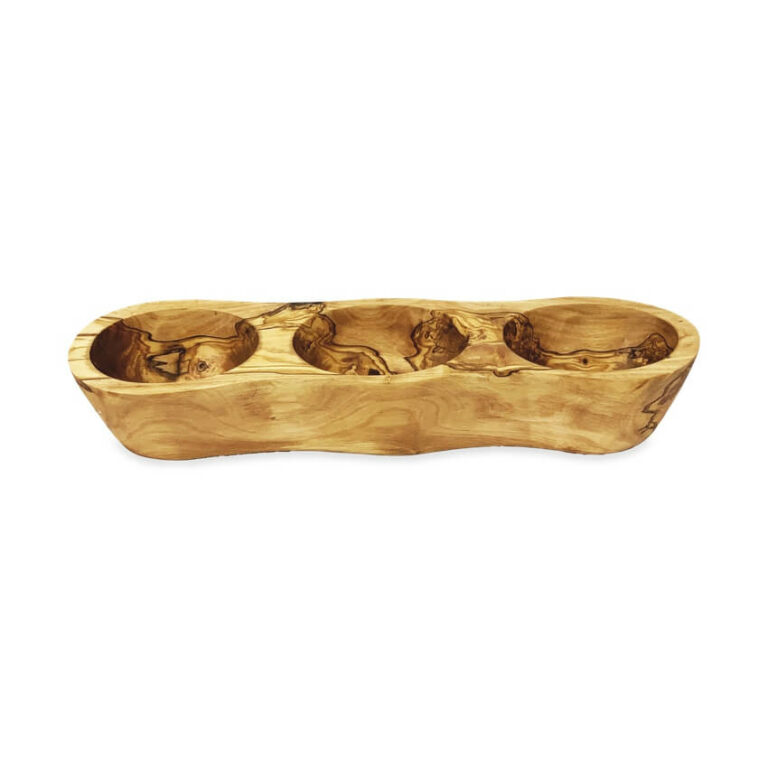Olive Wood – 3 Section Snack Boat