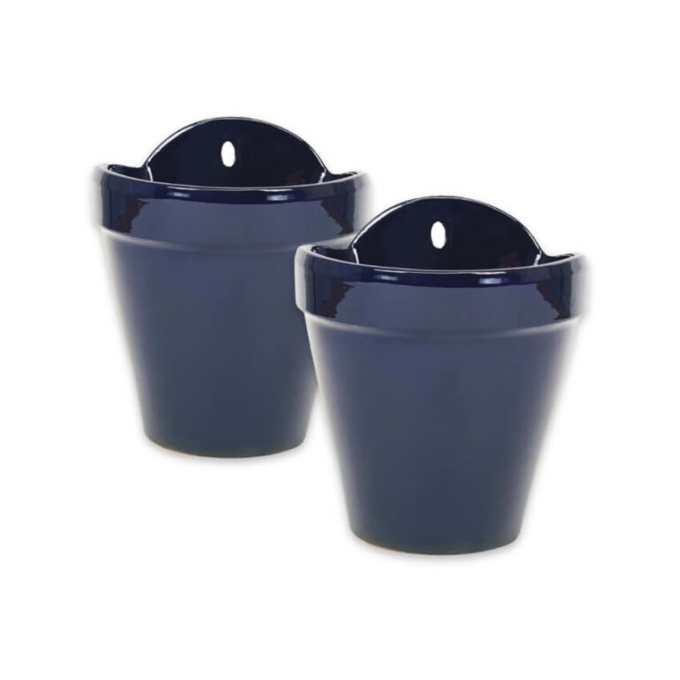 Set of 2 Blue Dipped Hanging Plant Pots