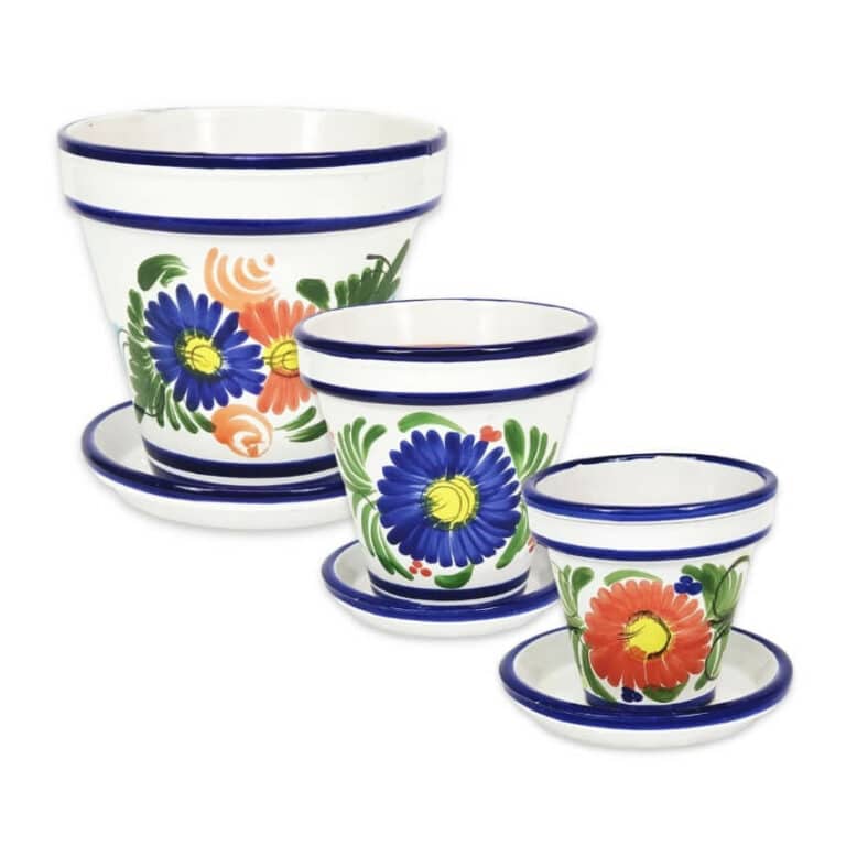 Floral Hand Painted Plant Pots Verano Ceramics