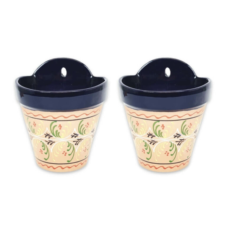 Set of 2 Inca Blue Hanging Plant Pots