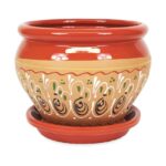 Bola Pot 25x21cm Inca Red with 27cm Drainage Plate