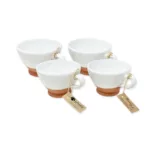 Rustic Pastel Set of 4 Breakfast Cups - White