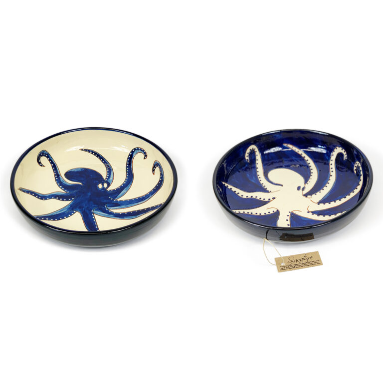 Blue & White Octopus – Large Salad Bowl