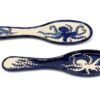 set of two blue & white ceramic spoon rests