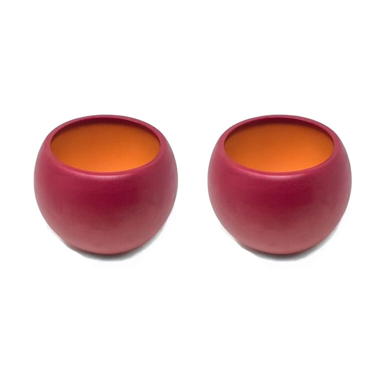Sets of 2 Indoor Textured Round Plant Pots  – Maroon