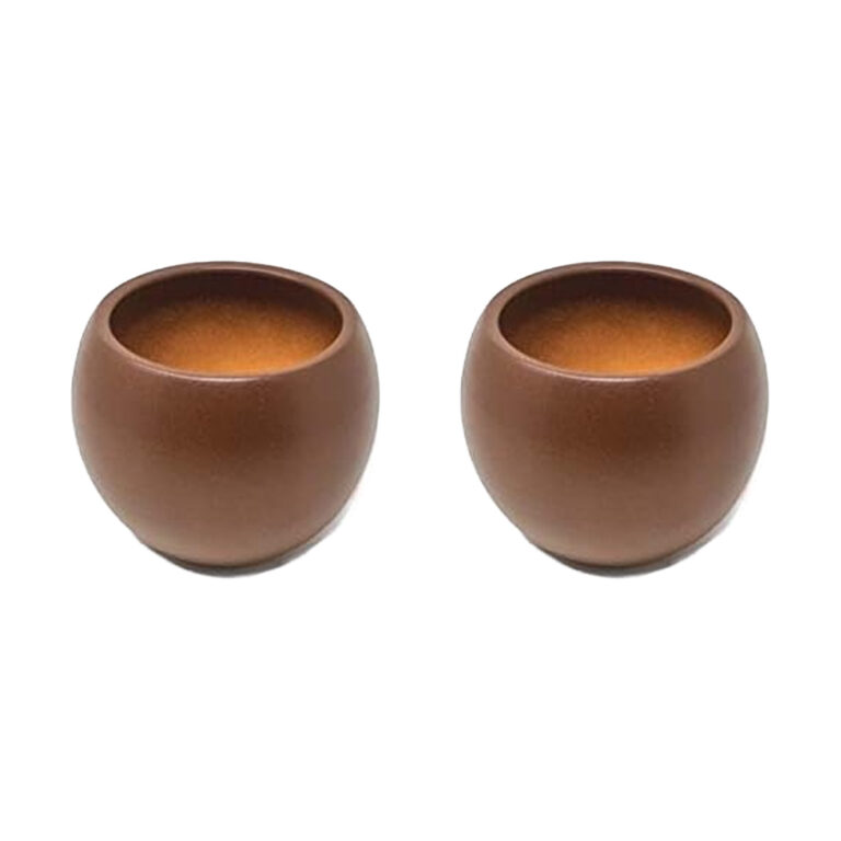 Sets of 2 Indoor Textured Round Plant Pots – Rust