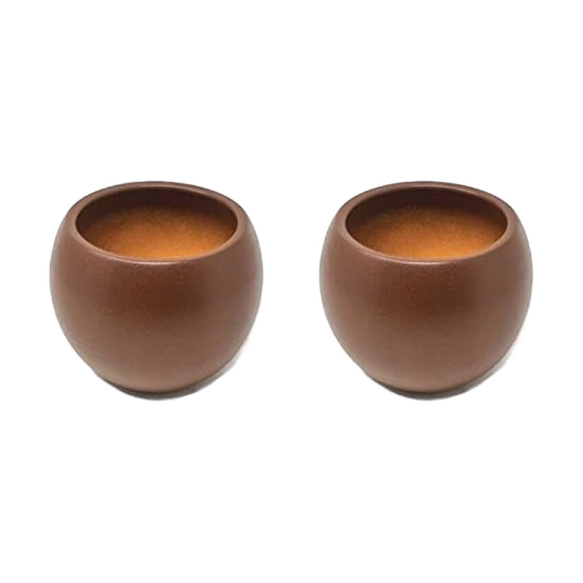 Sets of 2 Indoor Textured Round Plant Pots - Rust