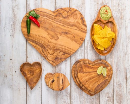 Olive Wood Heart Shaped Snack Dish